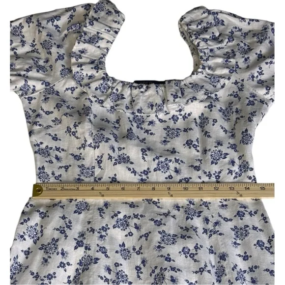 Polo Ralph Lauren Ruffled Floral Linen Off-Shoulder Dress Sz 6 - Picture 5 of 12